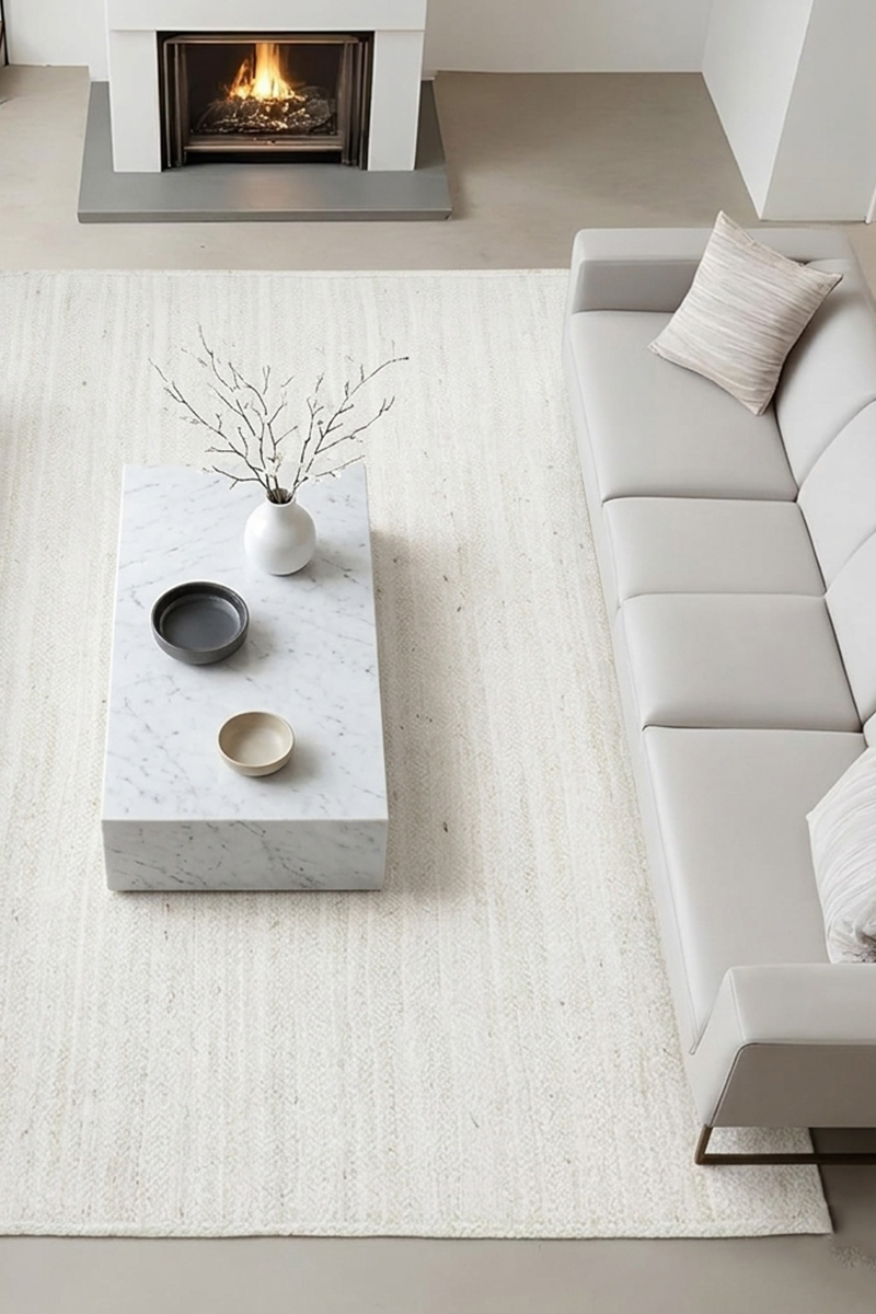 Stunning Hand Braided White Jute Rug - Image 5