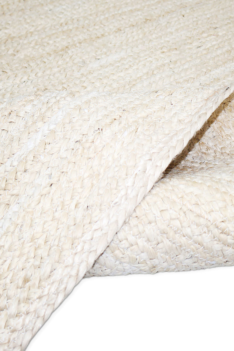 Stunning Hand Braided White Jute Rug - Image 6