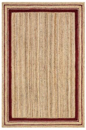 4x6 Hand Braided Jute Rug - Natural jute Rug with Red Border