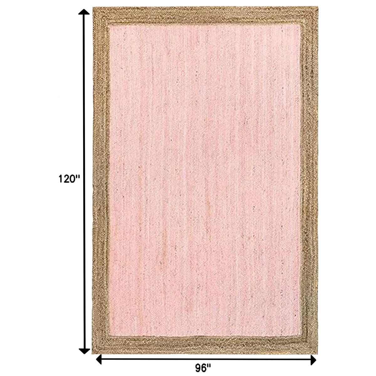 Pink Hand Braided Area Rug with Natural Jute Border, Boho Minimalist Carpet - Image 6