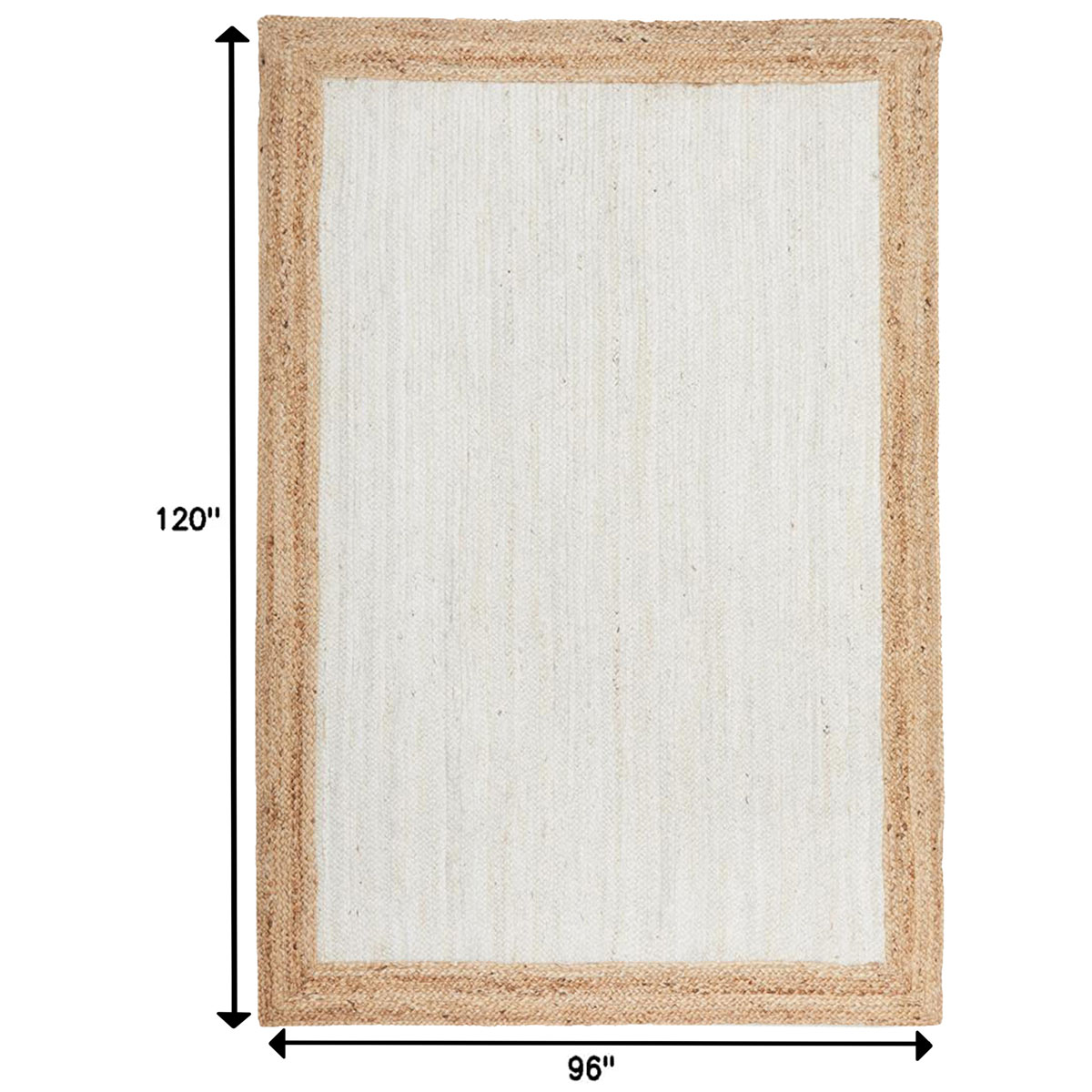 White Handmade Area Rug with Natural Jute Border - Image 3