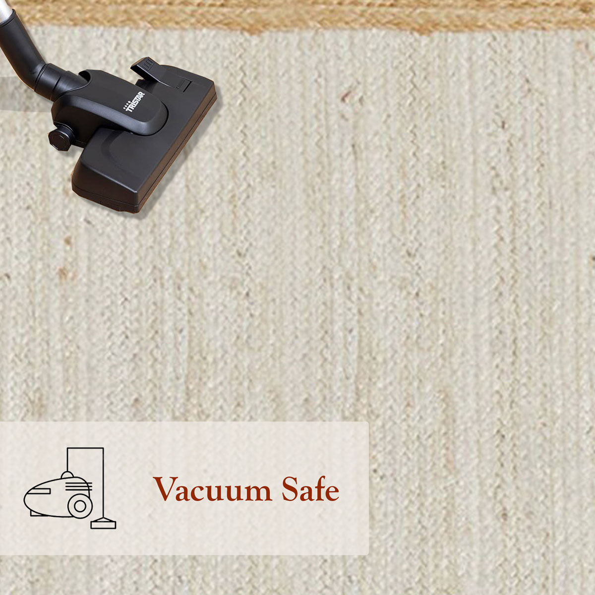 White Handmade Area Rug with Natural Jute Border - Image 4