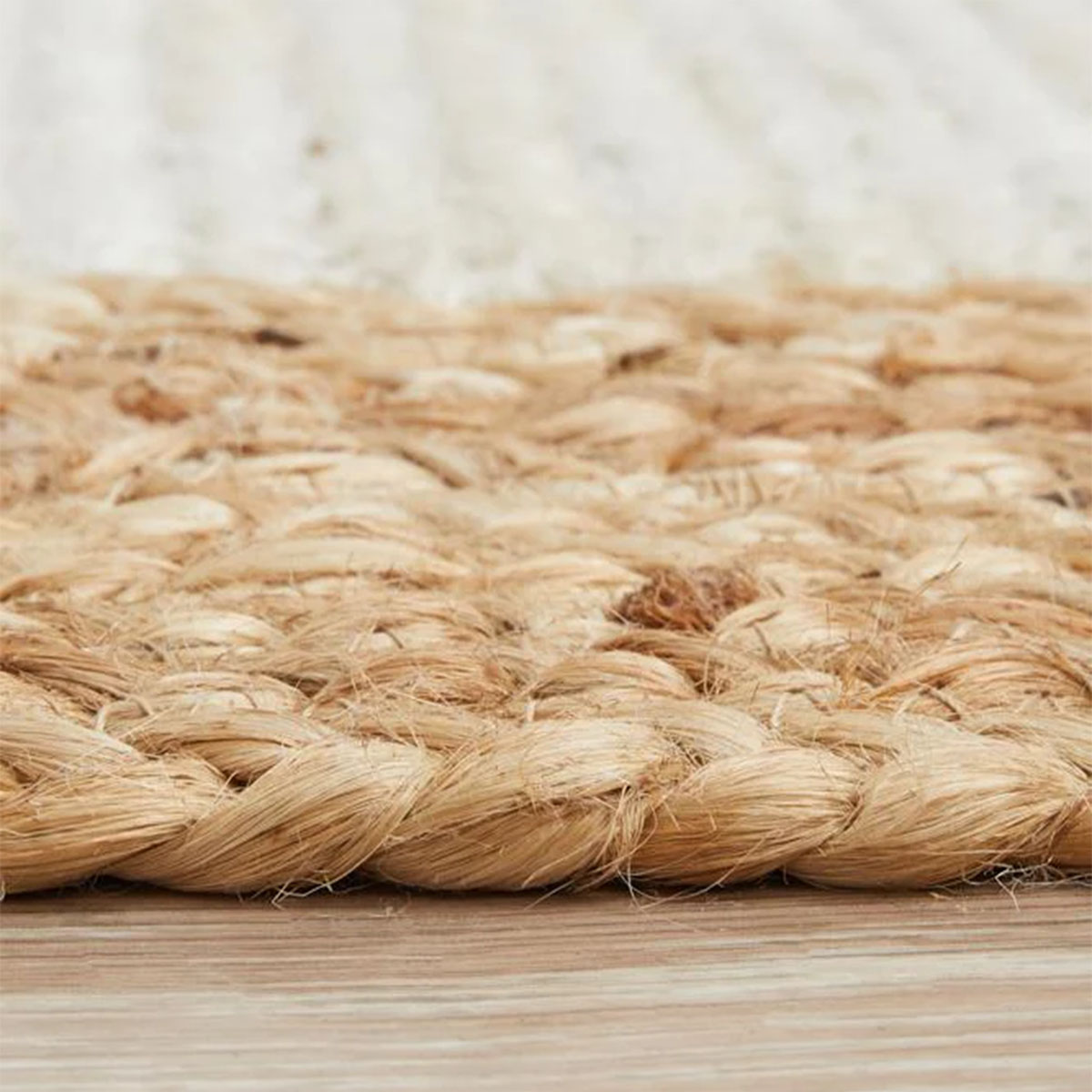 White Handmade Area Rug with Natural Jute Border - Image 5