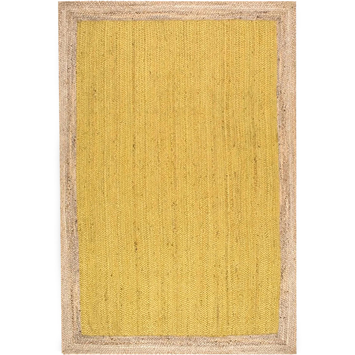 Stunning Bordered Jute rug with Yellow texture 4x6 Area Rug