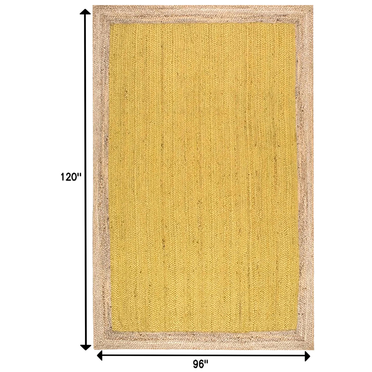 Mustard Yellow Handmade Rug with Natural Jute Border - Image 3