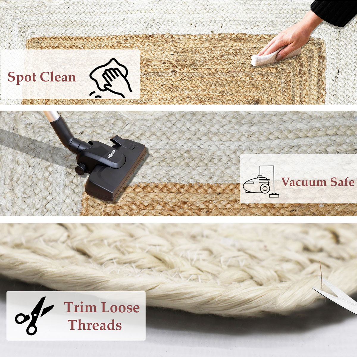 Luxury White Scalloped Rug - 8x10 Hand Braided Jute Rug - Image 5