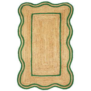 Stunning Green Scalloped Rug - Hand Braided Jute 4X6 Rug