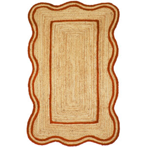 Scalloped Jute 4x6 Rug - Natural jute Wavy Border rug