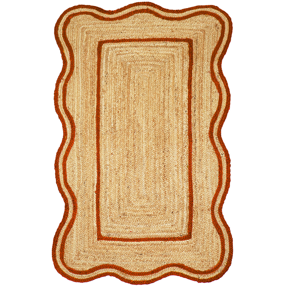Scalloped Jute 4x6 Rug - Natural jute Wavy Border rug