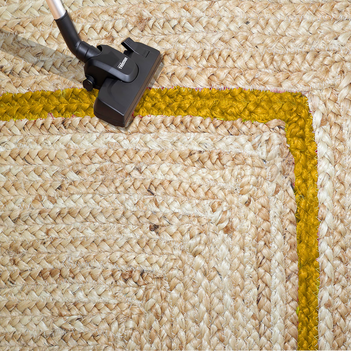 Yellow Bordered Scalloped Jute Area Rug Natural Fiber Rug - Image 5