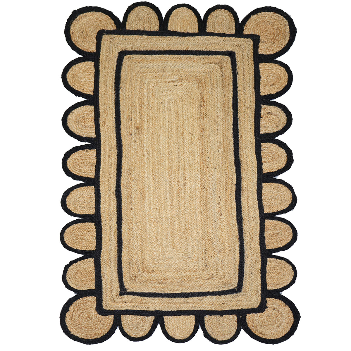 Premium Scalloped Hand-Braided Jute Rug | Top Quality Rug 2026