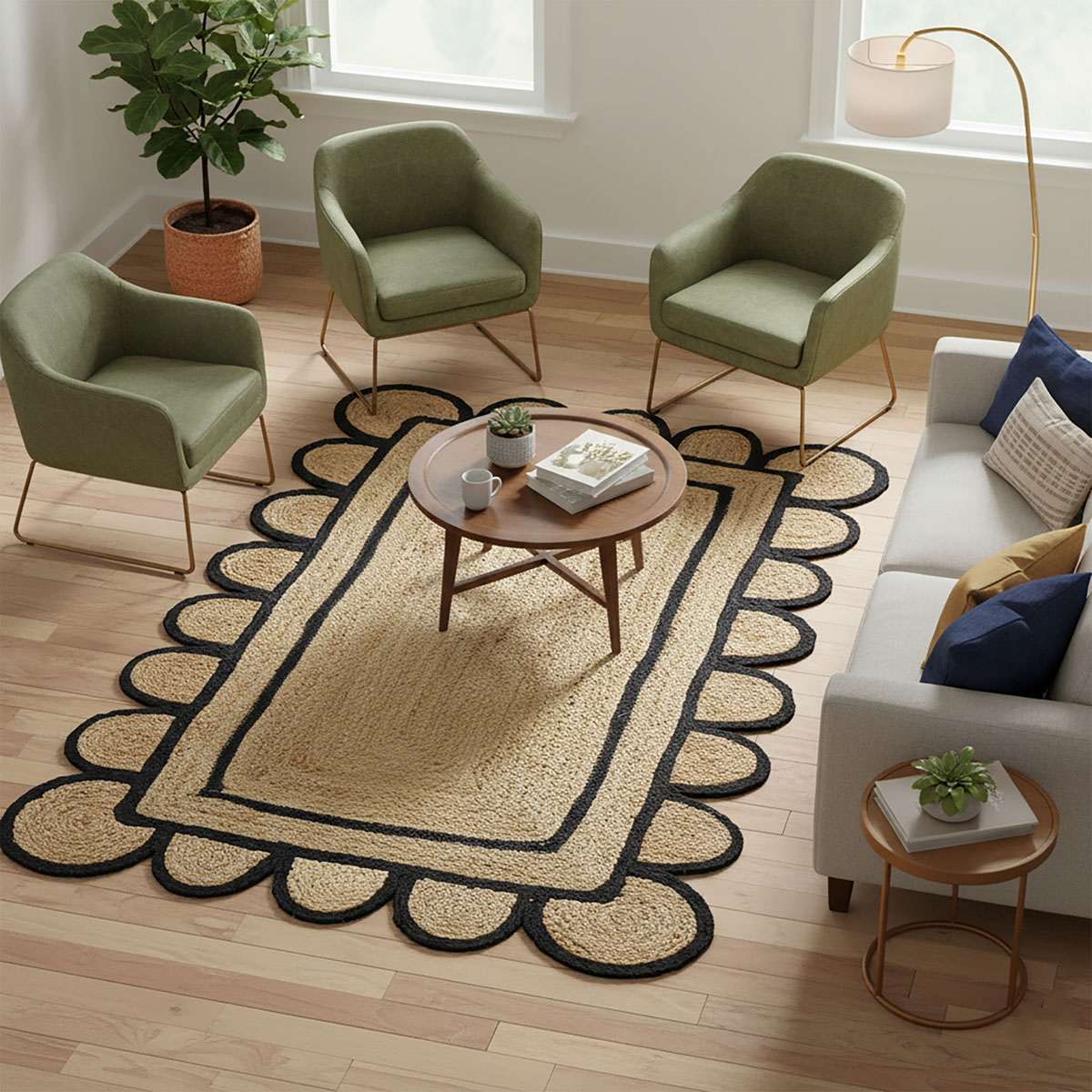 Premium Scalloped Hand-Braided Jute Rug | Top Quality Rug 2026 - Image 2