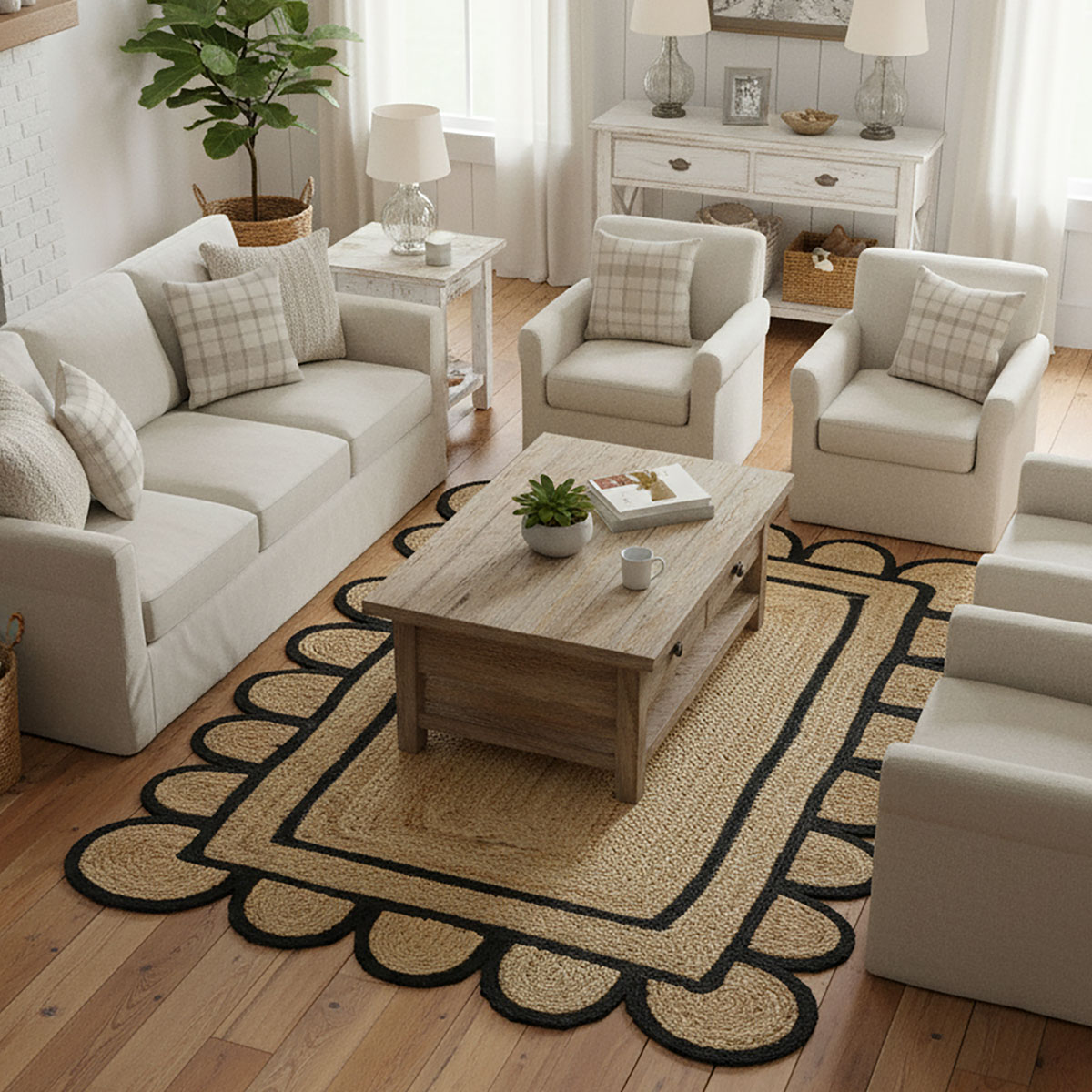 Premium Scalloped Hand-Braided Jute Rug | Top Quality Rug 2026 - Image 5