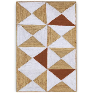 Premium hand braided jute rug with geometric design Modern hand braided jute area rug in neutral tones Handmade geometric jute rug for contemporary interiors