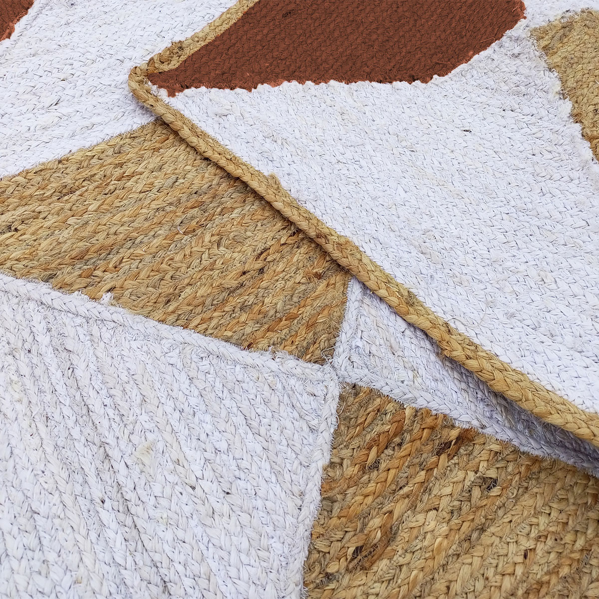Natural Jute Geometric Area Rug - Boho Triangles Home Décor - Image 3