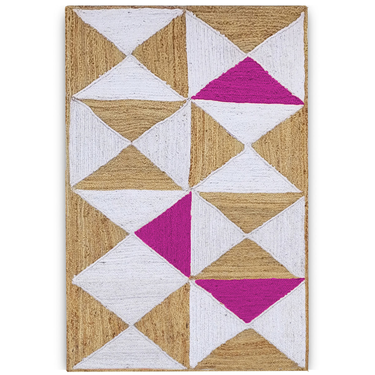 Premium braided jute rug with geometric pink pattern Handmade braided jute rug for modern interiors Textured braided jute area rug in neutral tones