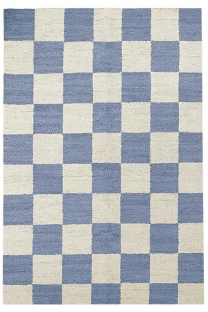 Exquisite Hand Woven Rug – Blue Checkered 4x6 Rug