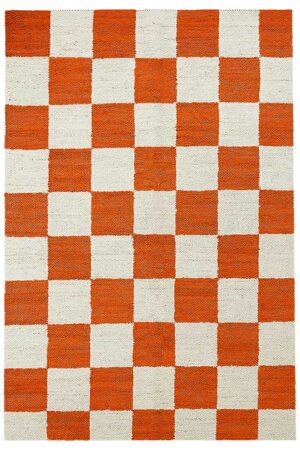 Exquisite Hand Woven Rug – Orange Magenta Checkered 4x6 Rug