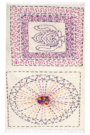 Luxury Kantha Cotton Rug – Modern Geometric 4x6 Rug