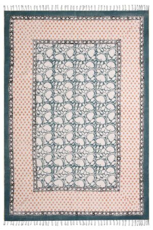 Indian Hand Block Printed Cotton Durrie Rugs for Living Room