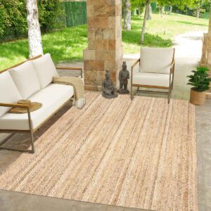 Stunning Hand Braided Beige Jute Rug