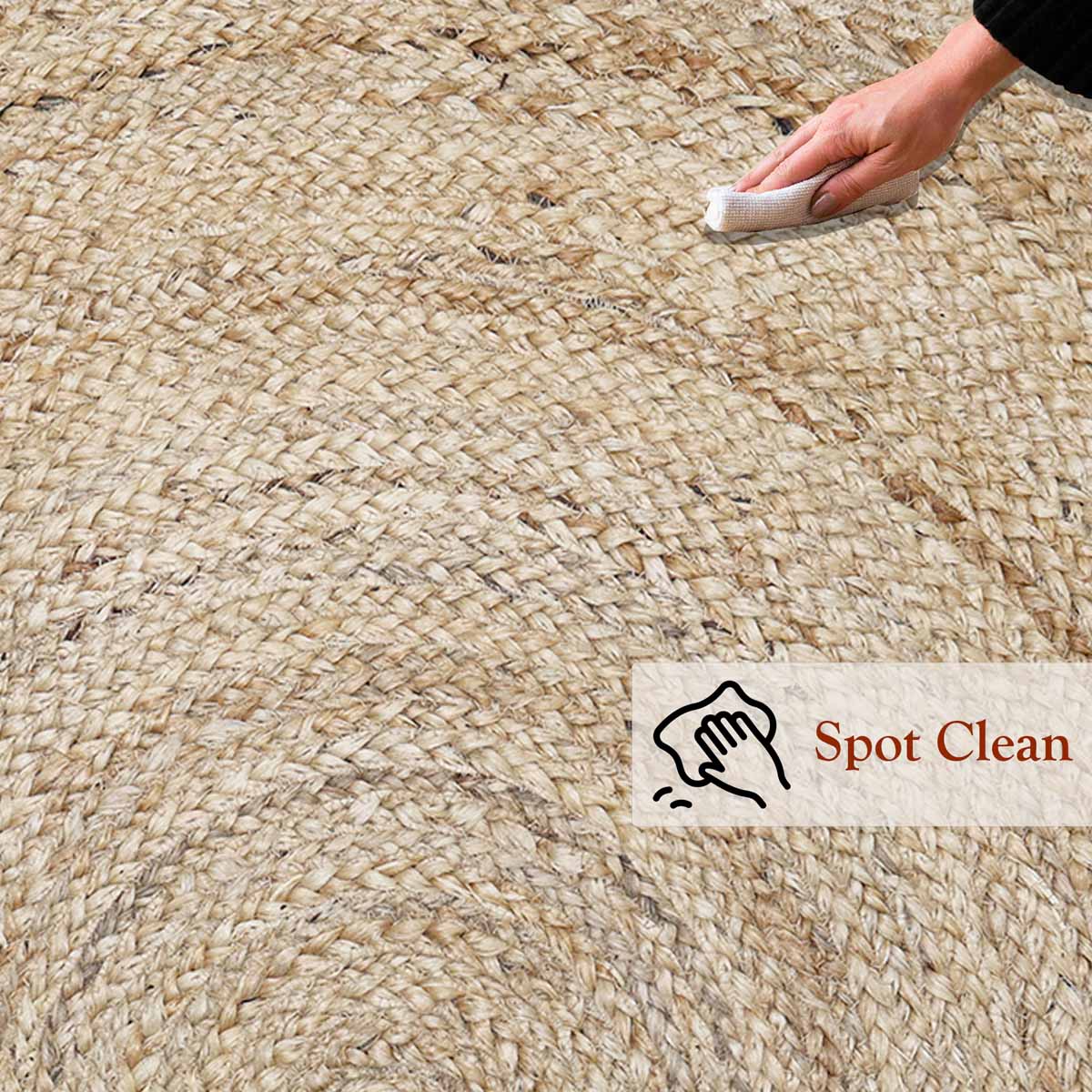 Hand Braided Orange Border Jute Area Rugs - Image 4