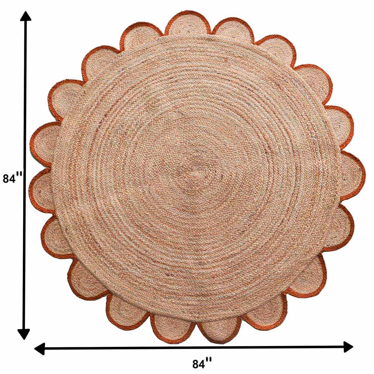 Hand Braided Orange Border Jute Area Rugs - Image 5