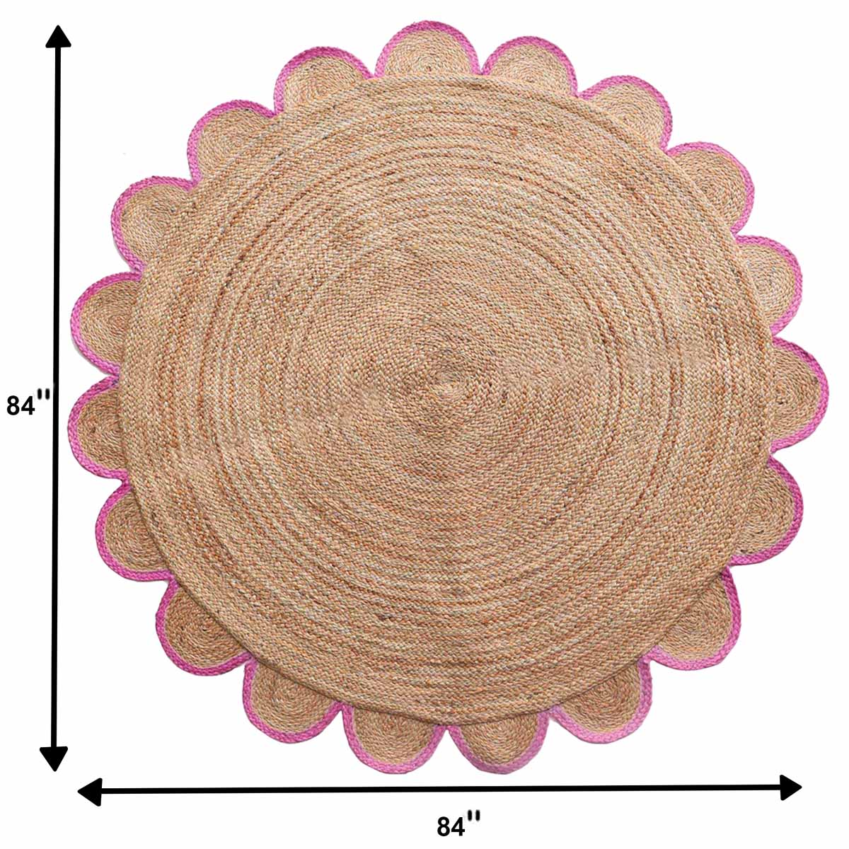 Hand Braided Round Pink Border Jute Rugs - Image 6