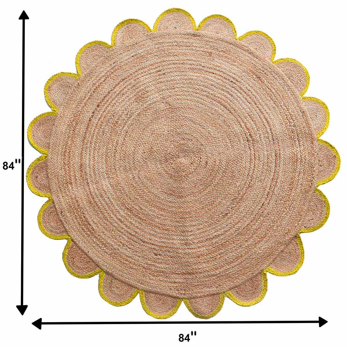 Hand Braided Yellow Border Scalloped Rugs - Image 6