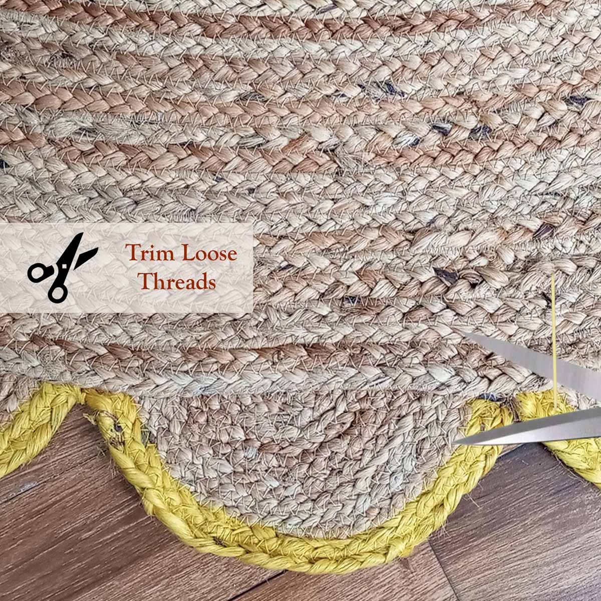 Hand Braided Yellow Border Scalloped Rugs - Image 4