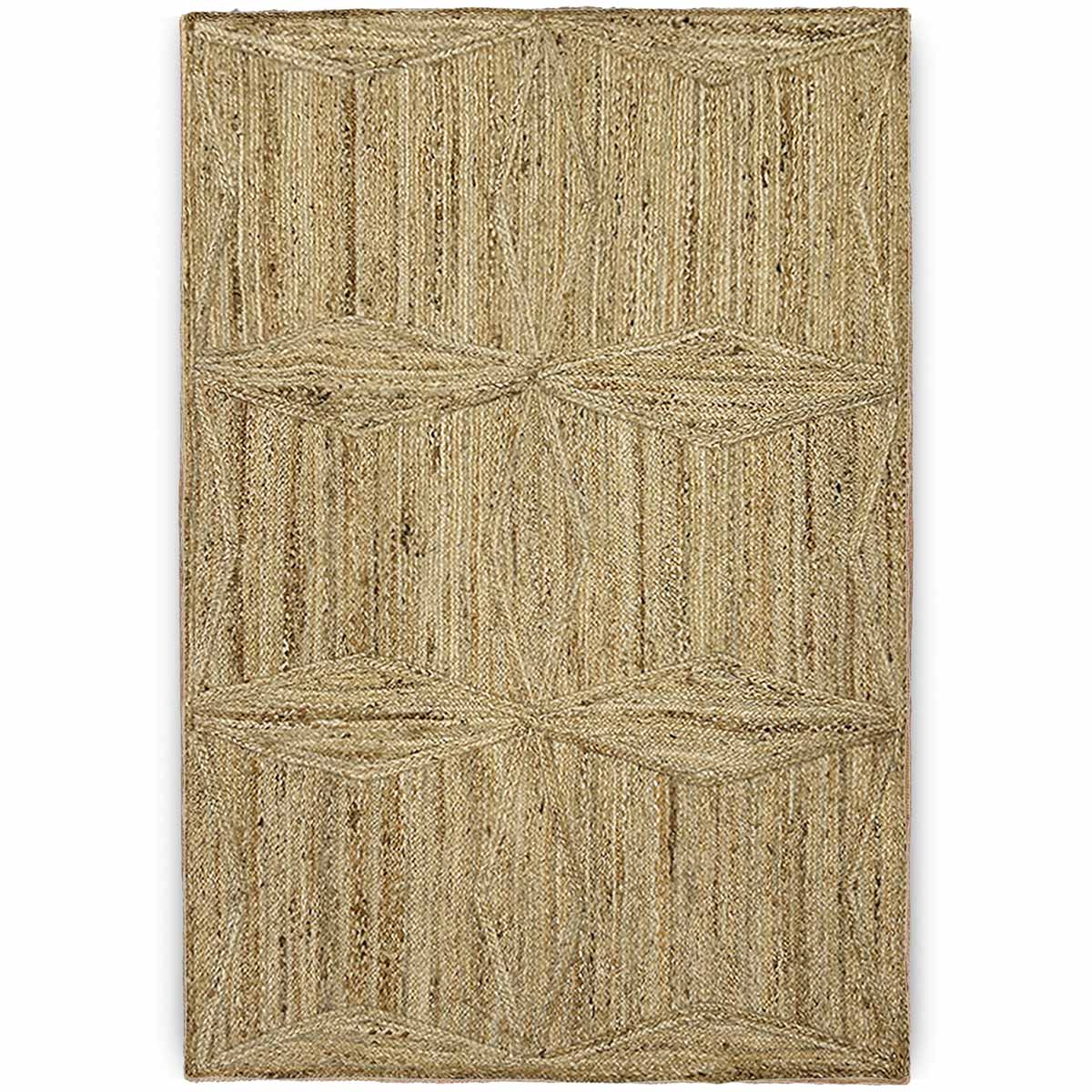 Handmade geometric jute rug with textured woven design Luxury geometric jute area rug for elegant interiors Natural handwoven geometric jute rug for modern living rooms Geometric Jute Rugs
