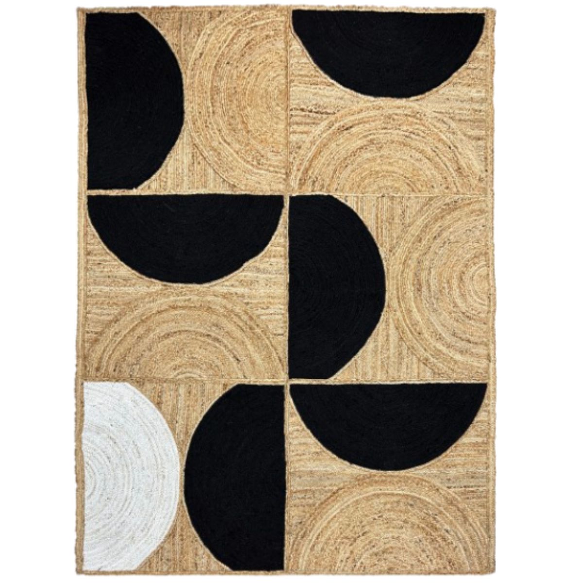 Hand Braided Designer Black Jute Rug - Image 2