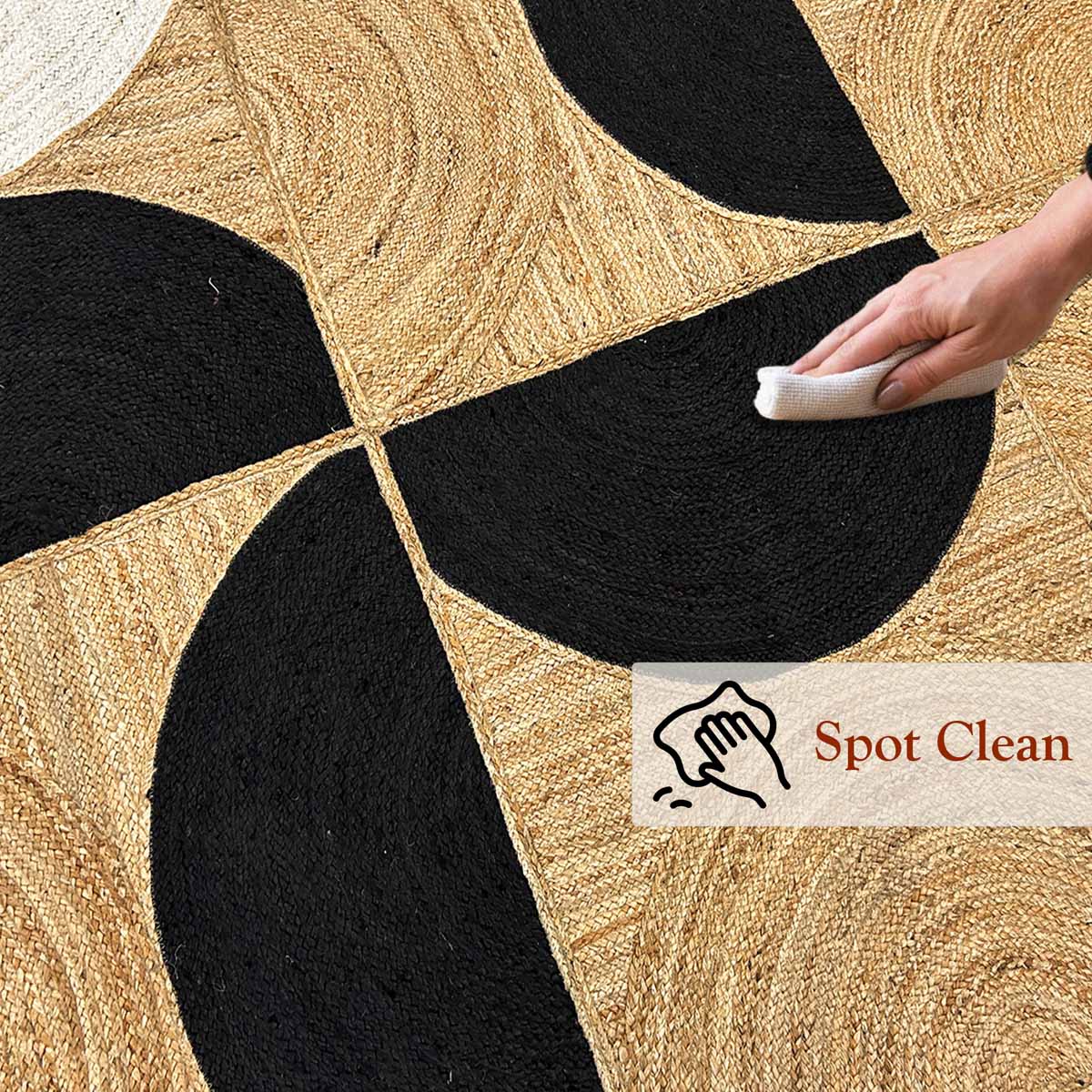 Hand Braided Designer Black Jute Rug - Image 3