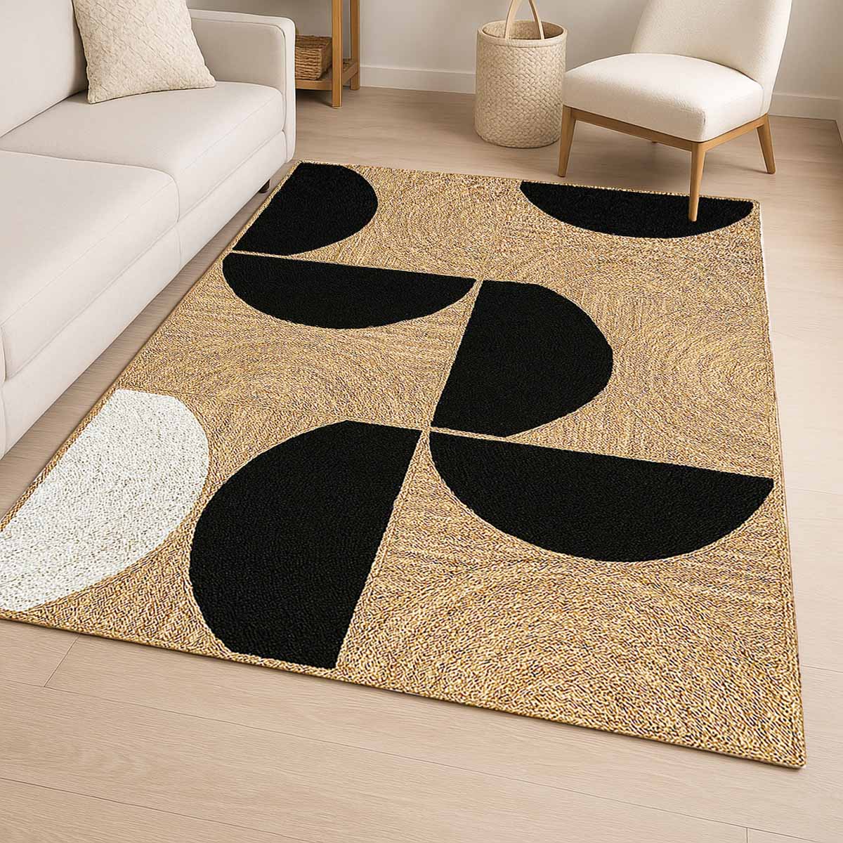 Hand Braided Designer Black Jute Rug - Image 4