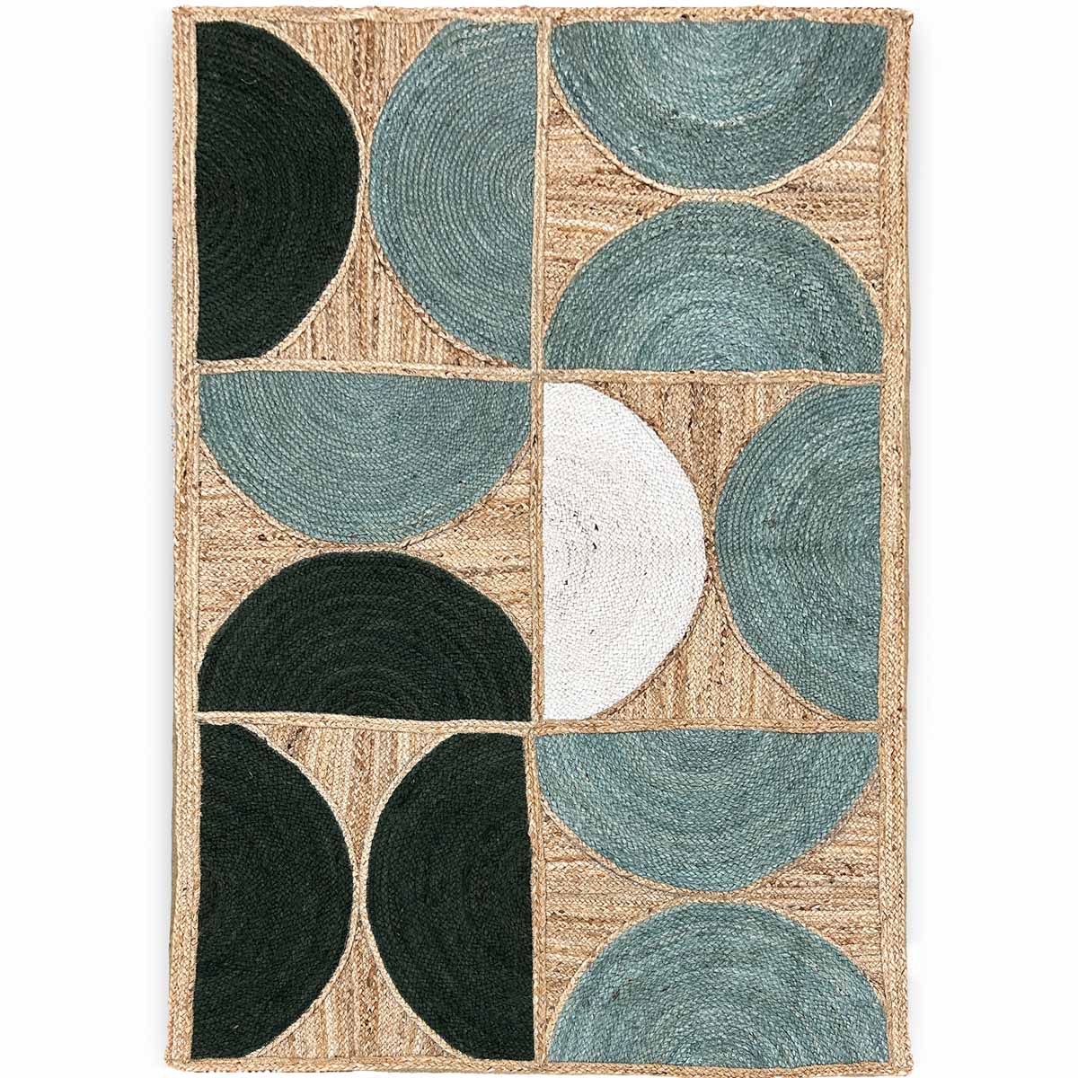 Hand Braided Green Designer Jute Rug - Image 2