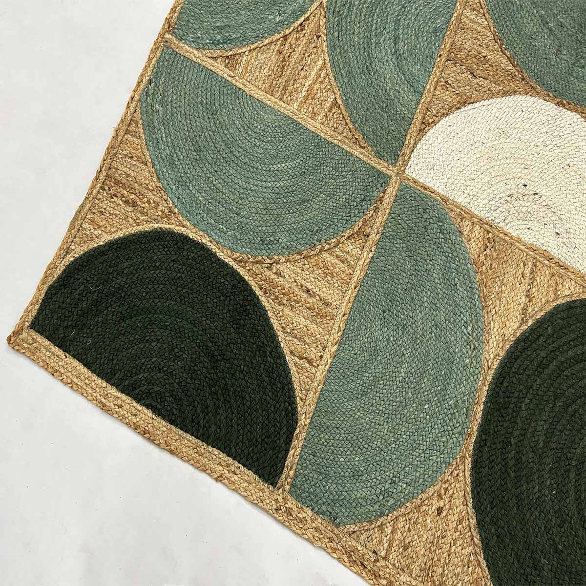 Hand Braided Green Designer Jute Rug - Image 3