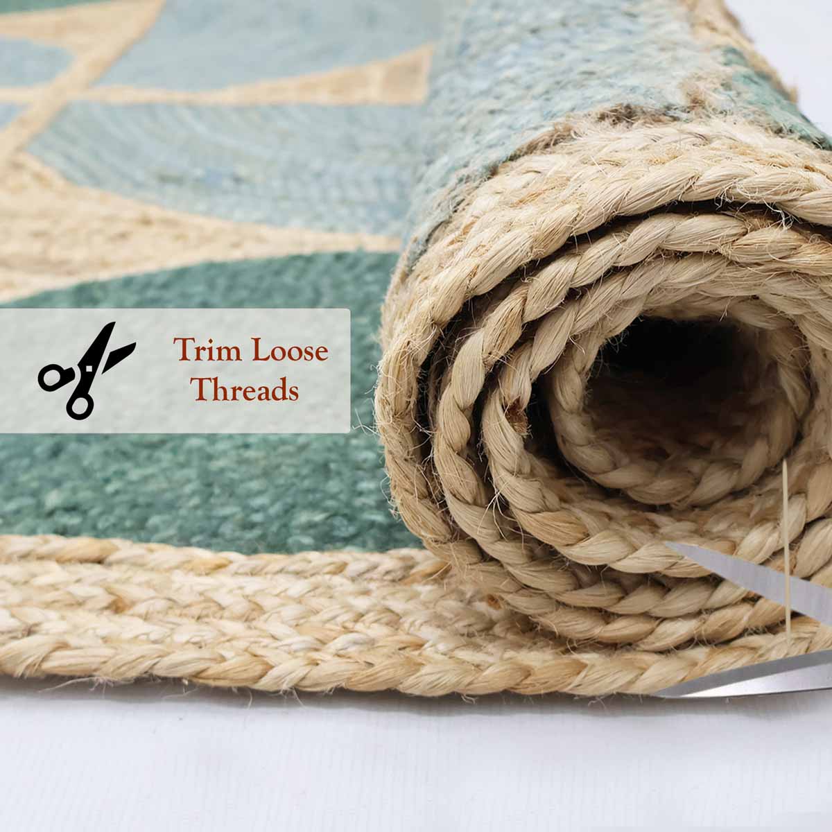 Hand Braided Green Designer Jute Rug - Image 4