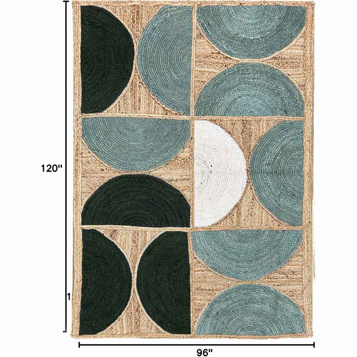 Hand Braided Green Designer Jute Rug - Image 5