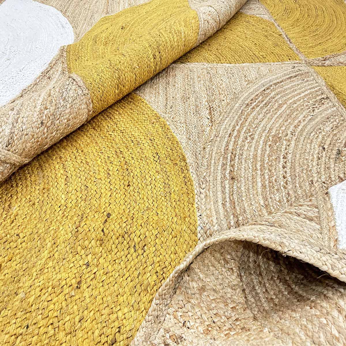 Yellow Hand Braided Designer Jute Rug - Image 5