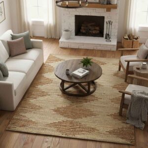 Hand Braided Brown Designer Jute Rug