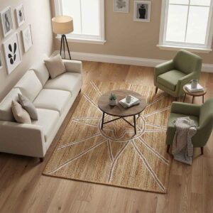 Designer Hand Braided Beige Jute Rug