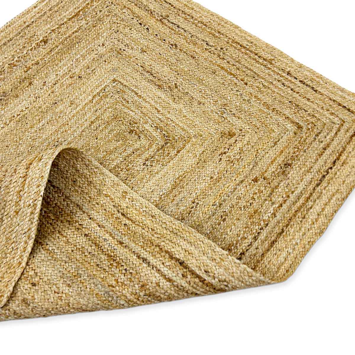 Hand Braided Beige Solid Jute Rug - Image 3