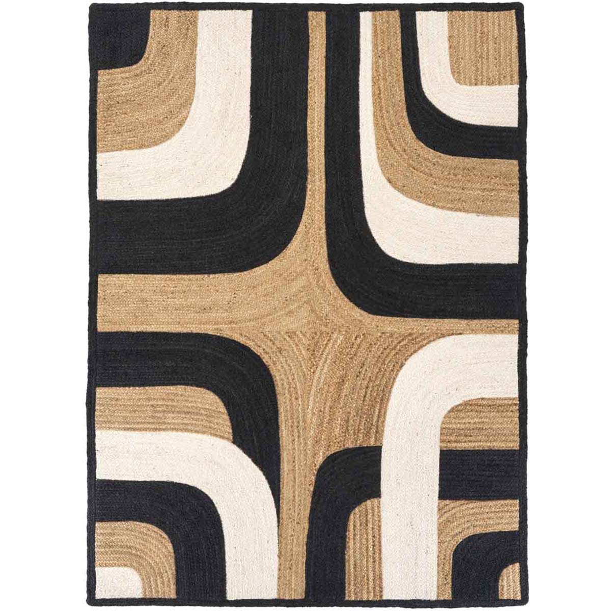 Black Hand Braided Designer Jute Area Rug - Image 2
