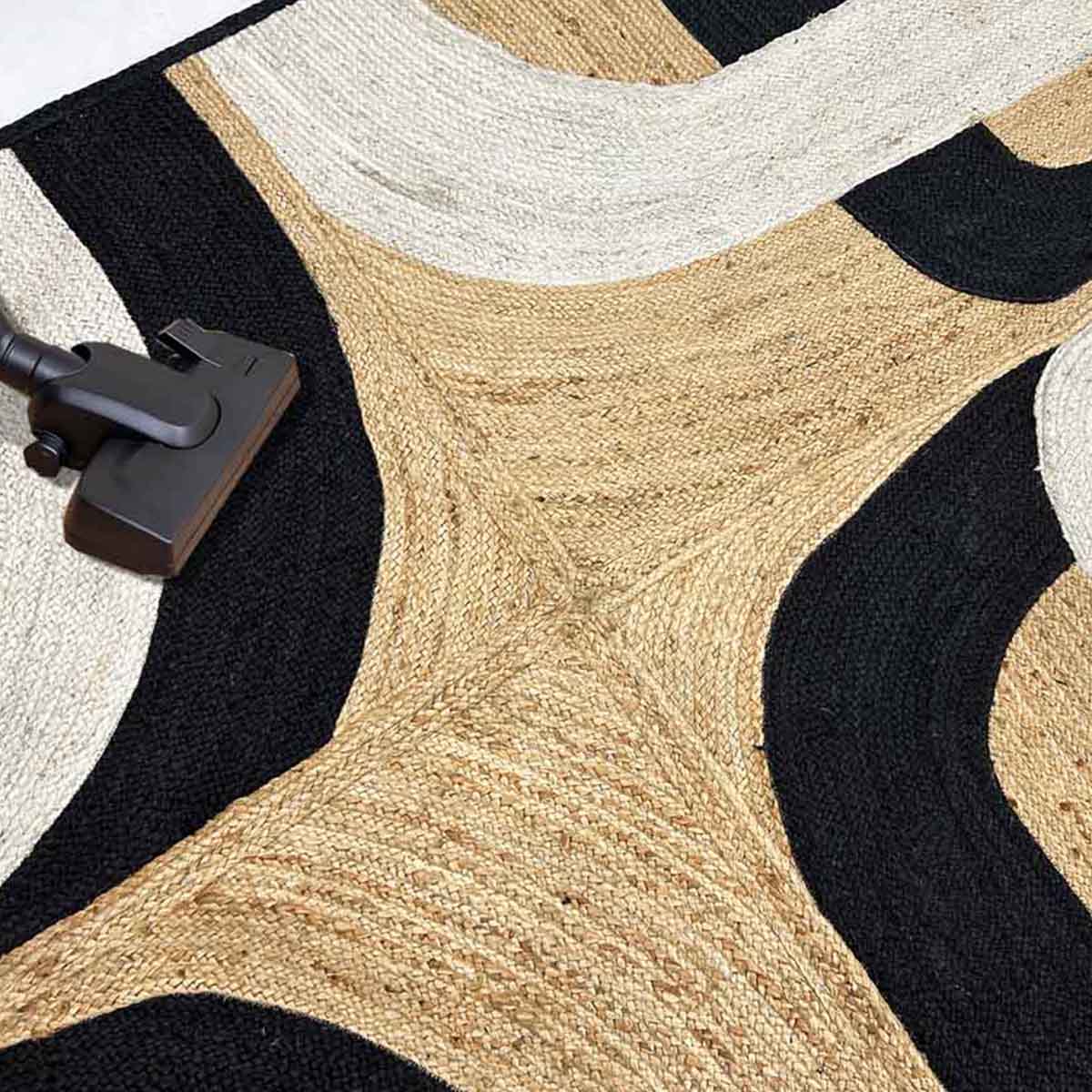 Black Hand Braided Designer Jute Area Rug - Image 4