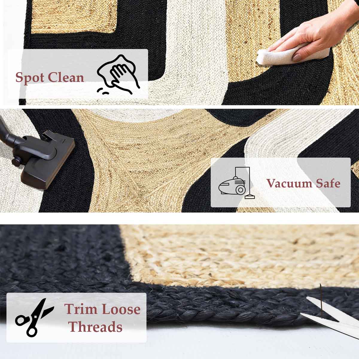 Black Hand Braided Designer Jute Area Rug - Image 3