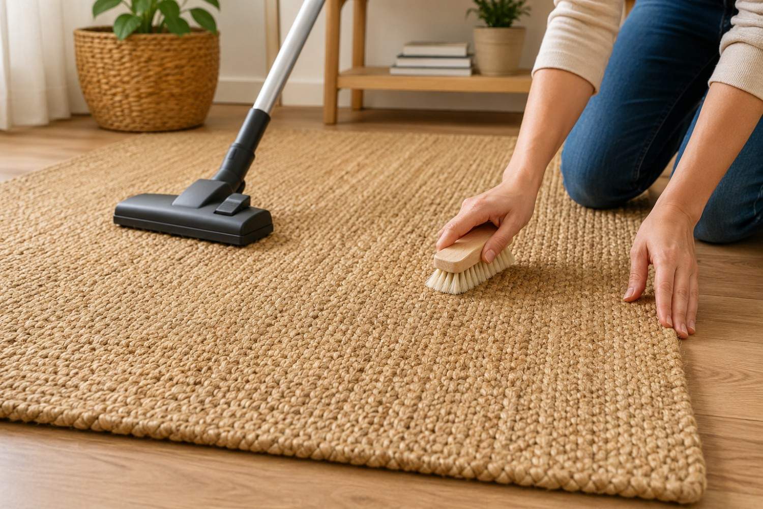 Premium round hand braided jute rug with scalloped border Natural scalloped jute area rug for modern boho interiors Handmade braided jute rug with decorative yellow edging