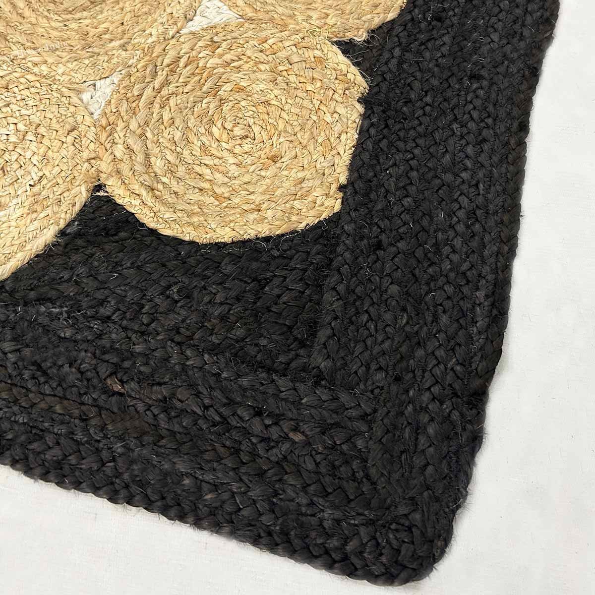 Designer Black Hand Braided Jute Area Rug - Image 3