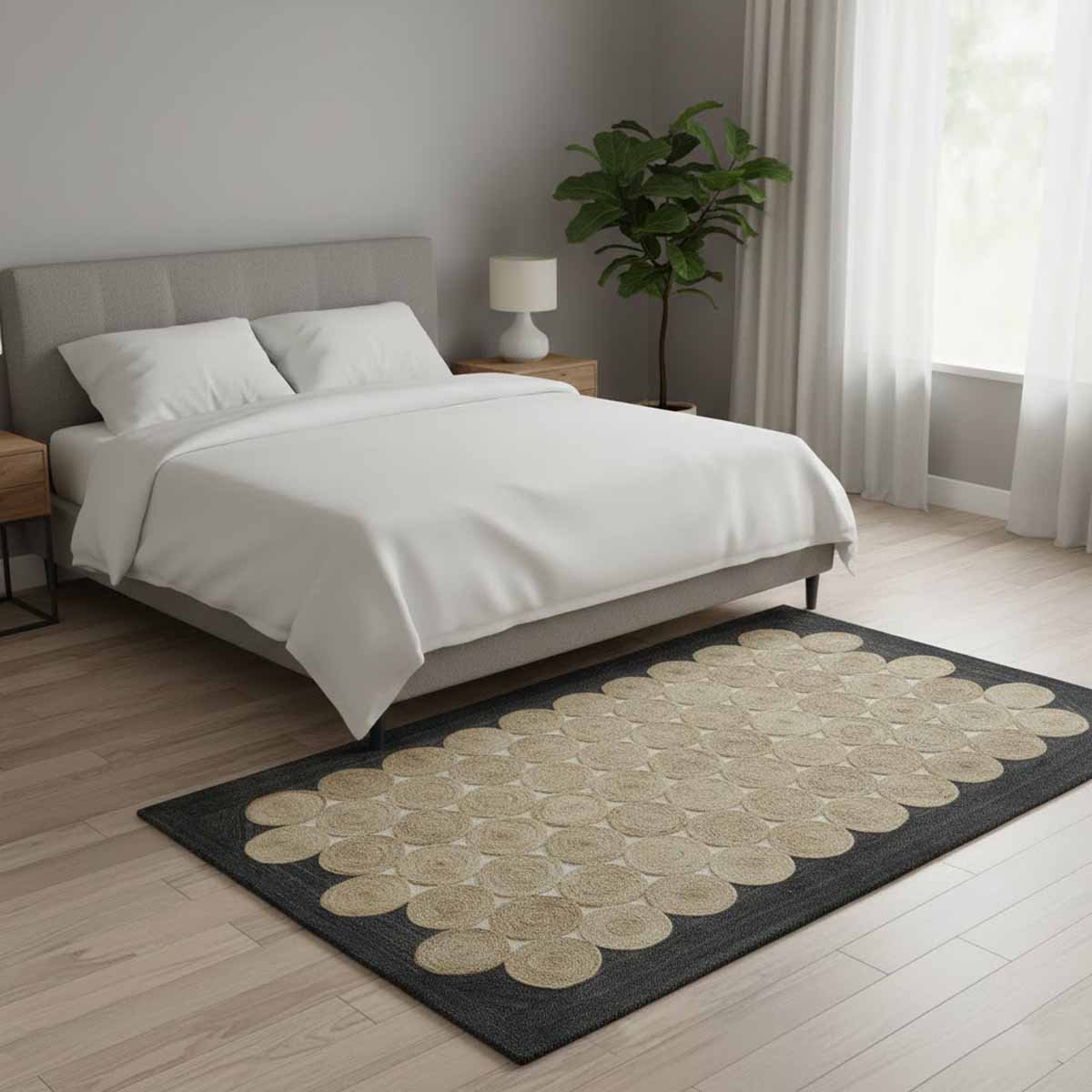 Designer Black Hand Braided Jute Area Rug - Image 6
