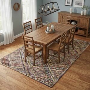 Multicolor Hand Braided Chindi Jute Area Rug