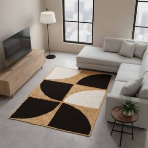 Designer Black Hand Braided Jute Carpet